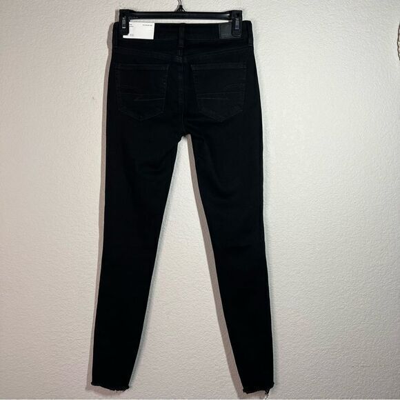 American Eagle Black Fringe Hi-Rise Dream Skinny Jegging Jeans Women's Size 0 - Picture 3 of 9